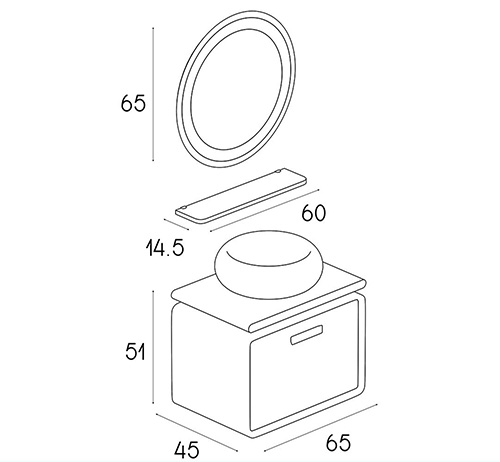 کابینت روشویی چوب و پی وی سی مدل L-08